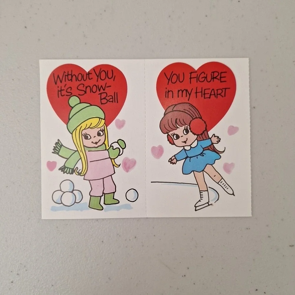 Vintage 1970's Valentines Cards Stickers & Craft Confetti, 11 Cards Rare Find